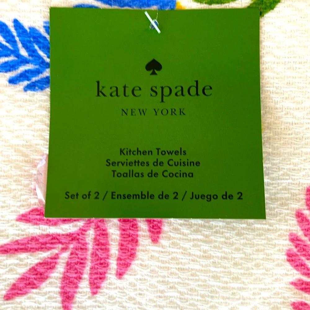 Kate Spade Multicolor Leaf Pattern Towel Set of 2